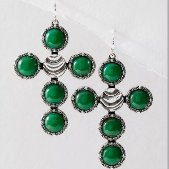 NWT! Free People, Time ls On My Side Dangles, Silver/Jade,$38! - Picture 2 of 6
